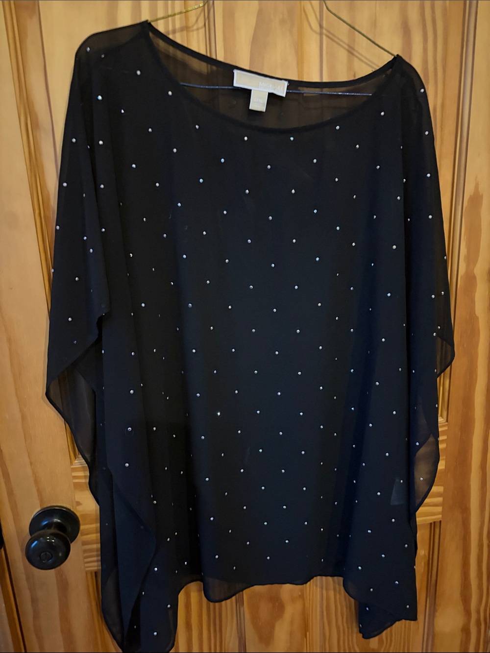 Michael Michael Kors Black Sheer Rhinestone Poncho - Size L-XL